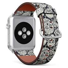 Load image into Gallery viewer, Compatible with Small Apple Watch 38mm, 40mm, 41mm (All Series) Leather Watch Wrist Band Strap Bracelet with Adapters (Day Dead Sugar Skull Floral)
