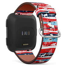 Load image into Gallery viewer, Replacement Leather Strap Printing Wristbands Compatible with Fitbit Versa - Christmas Reindeer, Wolf and Fox Pattern

