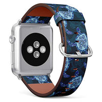 Compatible with Small Apple Watch 38mm, 40mm, 41mm (All Series) Leather Watch Wrist Band Strap Bracelet with Adapters (Turtles Can Be)