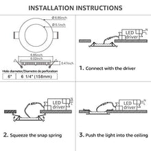 Load image into Gallery viewer, Led 15W 6-inch 1000 Lumen Energy Star UL Dimmable Slim Ultra Thin Retrofit LED Recessed Lighting Fixture, Daylight White 5000K 120W Halogen Equivalent for New Construction and Remodel (6 Pack)
