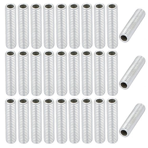 uxcell 30Pcs M6 Full Threaded Lamp Nipple Straight Pass-Through Pipe Connector 25mm Length