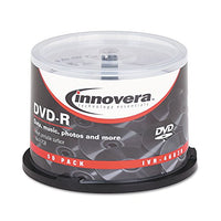 Innovera 46830 DVD-R Discs Hub Printable 4.7GB 16x Spindle Matte White 50/Pack