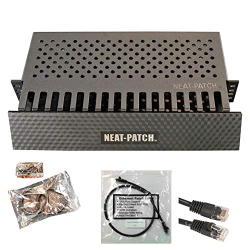 Neat Patch 2U Cable Management Kit - 2 Packs w/ 48 CAT6 Patch Cables (2FT Black)