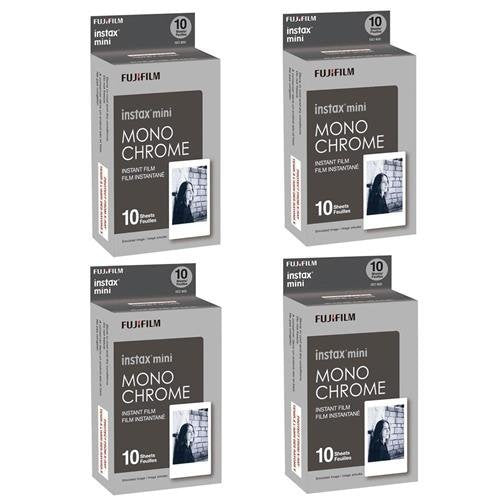 Fujifilm 4X Instax Mini Monochrome Instant Film, 10 Pack, Black/White (16531960 4)