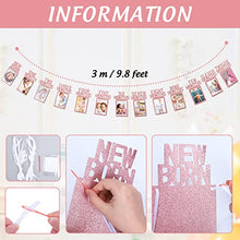 Load image into Gallery viewer, Whaline 1st Birthday Baby Photo Banner for Newborn to 12 Months, Monthly Milestone Photograph Bunting Garland, First Birthday Celebration Decoration (Rose Gold)
