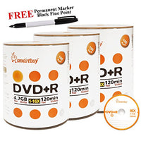Smartbuy 300-disc 4.7GB/120min 16x DVD+R Logo Top Blank Media Record Disc + Black Permanent Marker
