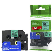 Load image into Gallery viewer, 6/Pack LMe761 Premium 1.5&quot; Black Print on Green Label Tape, Compatible with Brother TZe-761 P-Touch Tape 36mm Laminated Replacement Label Tape.
