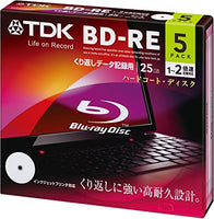 TDK Blu-Ray BD-RE Rewritable Ver. 2.1 25GB 2x Speed - 5 Pack Slim Case
