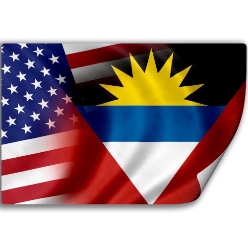 Sticker (Decal) with Flag of Antigua and Barbuda and USA (Antiguan, Barbudan)