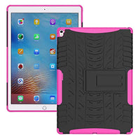for iPad Pro 9.7 Case, Model: A1673 A1674 A1675 Protective Cover Double Layer Shockproof Armor Case Hybrid Duty Shell Anti-Slip with Kickstand for Apple iPad Pro 9.7 Inch 2016 Tablet Rose