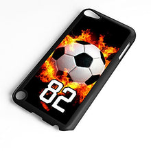 Load image into Gallery viewer, iPod Touch Case Fits 6th Generation or 5th Generation Soccer Ball #7400 Choose Any Player Jersey Number 45 in Black Plastic Customizable by TYD Designs
