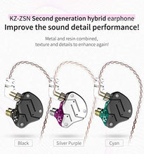 Load image into Gallery viewer, KZ ZSN Hybrid Driver IEM Detachable Tangle-Free Cable Musicians (Black Cyan)
