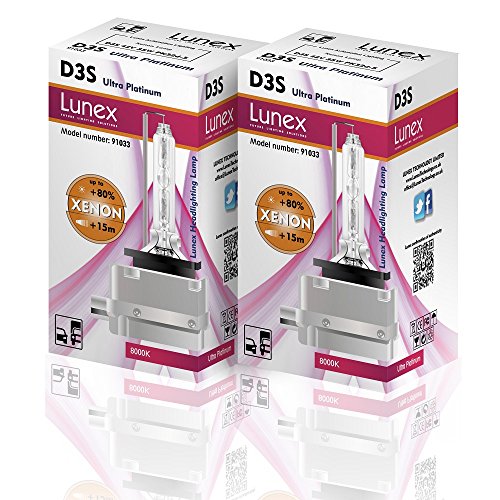 LUNEX D3S XENON 35W 42V PK32d-3 HID Headlight Car Bulbs 8000K duobox (2 units)