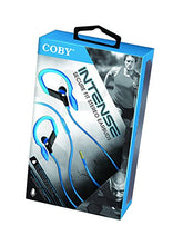 Load image into Gallery viewer, Coby Built-In Mic, Sweat Resistant, Tangle-Free Flat Cable Headphone, CVE-406-BLU, Blue
