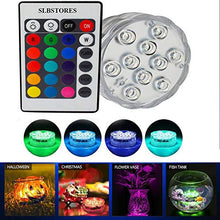 Load image into Gallery viewer, 10-LED RGB Submersible LED Light, Multi Color Waterproof Wedding Party Vase Base Floral Light
