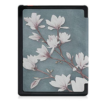 Load image into Gallery viewer, kwmobile Case Compatible with Kobo Aura Edition 1 - Case PU e-Reader Cover - Magnolias Taupe/White/Blue Grey
