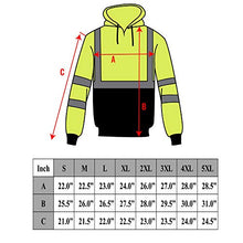 Load image into Gallery viewer, New York Hi-Viz Workwear H9011 Men&#39;s ANSI Class 3 High Visibility Class 3 Sweatshirt, Full Zip Hooded,Lightweight, Black Bottom (3-XL)

