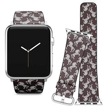 Load image into Gallery viewer, Compatible with Apple Watch (38/40 mm) Series 5, 4, 3, 2, 1 // Leather Replacement Bracelet Strap Wristband + Adapters // Beautiful White Horses
