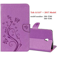Dteck Galaxy Tab A Case 8.0 (2017 Release), SM-T380/T385 Case, Slim Lightweight Wallet Leather Fold Stand Folio Cute Buttefly Cover with Stylus Pen for Samsung Galaxy Tab A 8 Inch 2017 Model, Purple