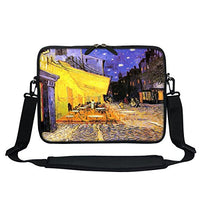 Meffort Inc 13 13.3 Inch Neoprene Laptop/Ultrabook/Chromebook Bag Carrying Sleeve with Hidden Handle and Adjustable Shoulder Strap - Vincent van Gogh Cafe Terrace at Night