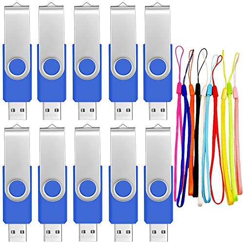 Bulk 10 Pack Usb Flash Drives 512 Mb Thumb Drive, Usb 2.0 Memory Stick Swivel Jump Drive Blue Value P