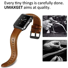 Load image into Gallery viewer, UMAXGET Compatible with Apple Watch Series 3 Band 44mm 38mm 40mm 42mm, Classic Genuine Leather Replacement Bands with Black Buckle Connector Compatible with iWatch Series 5/4/3/2/1 for Men Women(Small
