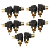 Black RCA Male to Female Connector Plug Right Angle Pack of 10