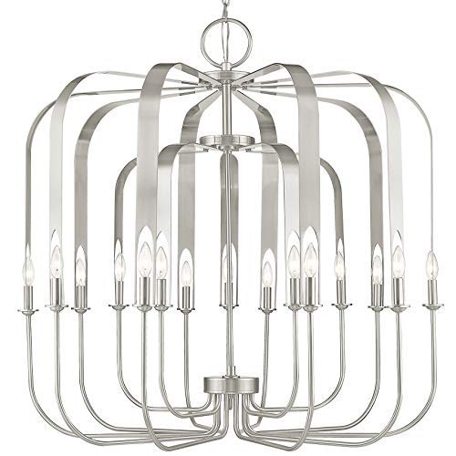 Livex Lighting 51949-91 Addison Brushed Nickel 15 Light Foyer Chandelier