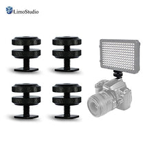 Load image into Gallery viewer, LimoStudio [4-Pack] 1/4&quot; Mini Black Double Screw Angle Hot Shoe Mount Adapter Holder, AGG2664
