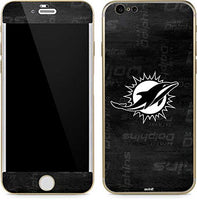 Skinit Decal Phone Skin Compatible with iPhone 6/6s - Officially Licensed NFL Miami Dolphins Black & White Design