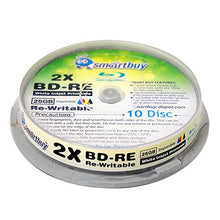 Load image into Gallery viewer, 50 Pack Smartbuy 2X 25GB Blue Blu-ray BD-RE Rewritable White Inkjet Hub Printable Blank Bluray Disc
