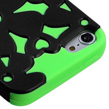 Load image into Gallery viewer, Asmyna Rubberized Black/Electric Green Flowerpower Hybrid Protector Cover for iPod touch 5
