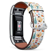 Load image into Gallery viewer, Replacement Leather Strap Printing Wristbands Compatible with Fitbit Charge 2 - Starfish and Turtle Underwater World Pattern
