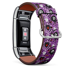 Load image into Gallery viewer, Replacement Leather Strap Printing Wristbands Compatible with Fitbit Charge 2 - Spider and Funky Skull Rough Grunge Pattern
