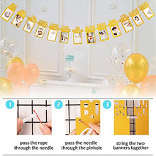 Load image into Gallery viewer, Whaline 1st Birthday Baby Photo Banner for Newborn to 12 Months, Monthly Milestone Photograph Bunting Garland, First Birthday Celebration Decoration (Gold)
