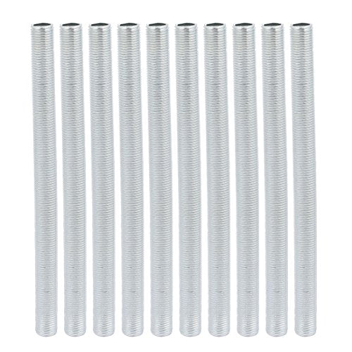 uxcell 10Pcs M10 1mm Pitch Threaded Zinc Plated Pipe Nipple Lamp Parts 135mm Long