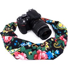 Load image into Gallery viewer, Wolven Soft Scarf Camera Neck Shoulder Strap Belt Compatible with All DSLR/SLR/Digital Camera (DC) / Instant Camera Etc, Black Multi Floral
