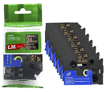Load image into Gallery viewer, 6/Pack LM Tapes - LMe-354 Premium 1&quot; Gold Print on Black Label Compatible with Brother TZe-354 P-Touch and Includes Tape Color/Size Guide. Replaces TZ354 24mm 0.94 Laminated

