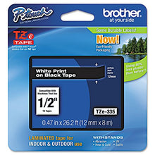 Load image into Gallery viewer, Brother TZE335 TZe Standard Adhesive Laminated Labeling Tape, 1/2-Inch w, White on Black
