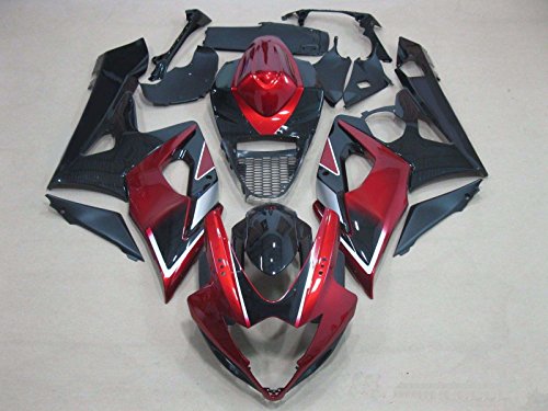 Candy Red w/Black Complete Injection Fairing for 2005-2006 GSXR 1000
