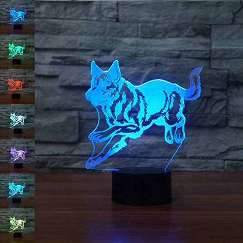 3D Snow Wolf Night Light Illusion Lamp 7 Color Change LED Touch USB Table Gift Kids Toys Decor Decorations Christmas Valentines Gift