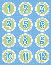 Load image into Gallery viewer, Unique Monthly Baby Stickers &amp; Photography Props-Boy, 27 Pcs, Blue
