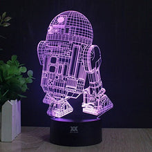 Load image into Gallery viewer, 3D Lamp R2-D2 Table Night Light Force Awaken Model 7 Color Change LED Desk Light with Multicolored USB Power for Living Bed Room Bar Best Gift Toys Designed by HUI YUAN
