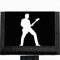 Bass Guitar player Black TriFold Nylon Wallet Great Gift Idea