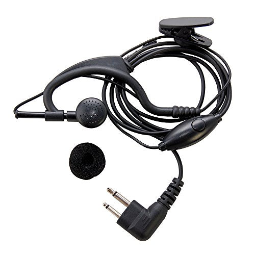 HQRP External Ear Loop 2-Pin Headset with Push-to-talk Microphone compatible wit Motorola GTI, GTX, LTS-2000, VL-130, PMR-446, ECP-100, PR-400, Mag One BPR-40, EP-450, AU-1200, AV-1200 + HQRP UV Meter