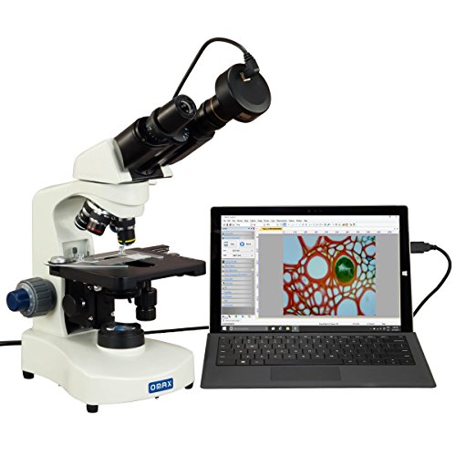 OMAX 40X-2000X LED Binocular Compound Microscope with 30 Degree Siedentopf Viewing Head and 2.0MP USB Camera