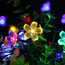 Load image into Gallery viewer, Qedertek 21ft 50 LED Solar String Lights, Fairy Blossom Solar Flower Garden Lights for Outdoor, Lawn, Wedding, Patio, Party and Holiday Decorations, 1 Pack (Multi-Color)

