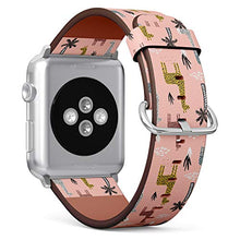 Load image into Gallery viewer, Compatible with Apple Watch (38/40 mm) Series 5, 4, 3, 2, 1 // Leather Replacement Bracelet Strap Wristband + Adapters // Giraffe Palm Tree
