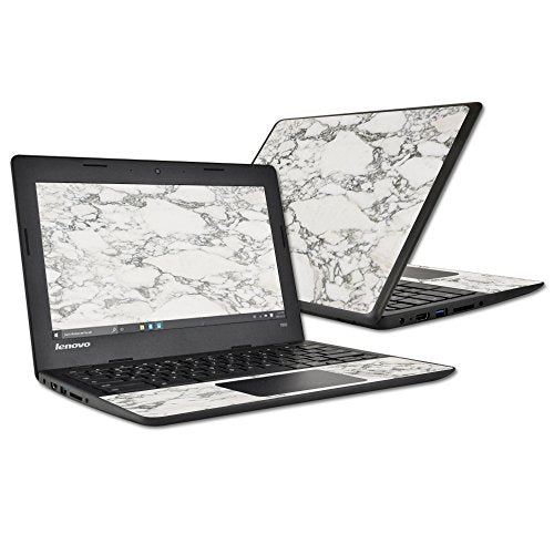 MightySkins Skin Compatible with Lenovo 100s Chromebook wrap Cover Sticker Skins White Marble