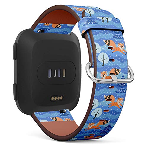 Replacement Leather Strap Printing Wristbands Compatible with Fitbit Versa - Little Funny Foxes Frolic in The Winter Compatible with Fitbitest